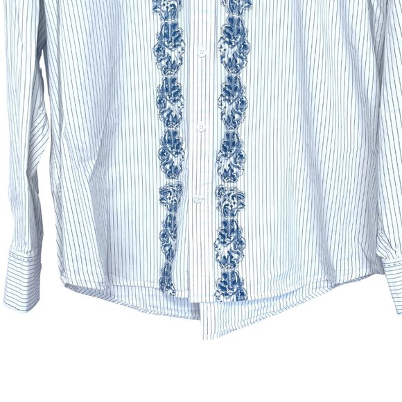 Pronto-Uomo Hand Stitched Shirt Mens Size XL Blue Stripe Button Down Cotton - Picture 3 of 12